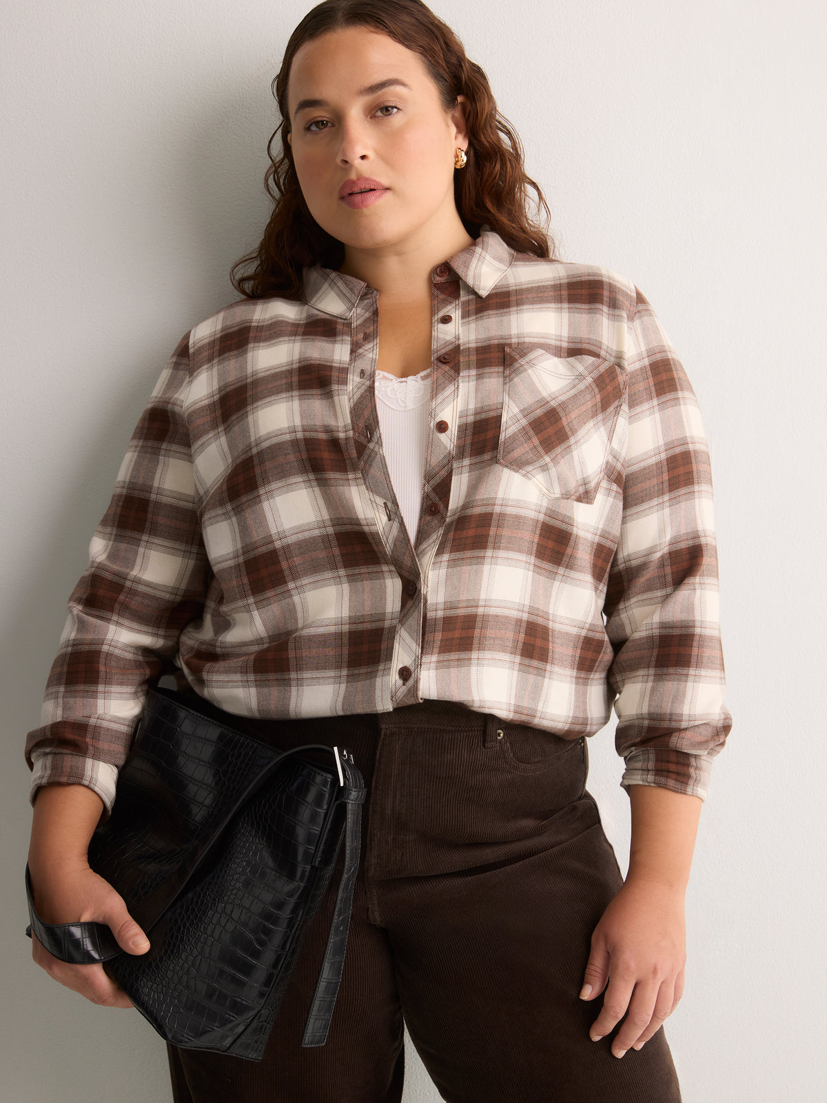 Plaid Flannel Buttoned-Down Tunic Shirt