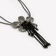 Black Corded Necklace with Metallic Flower Pendant