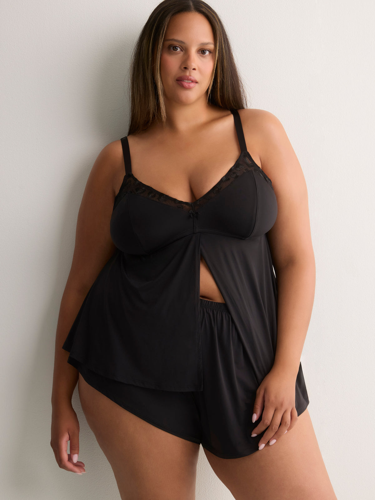 Sexy Black Shiny Microfibre Boxer - Déesse Collection