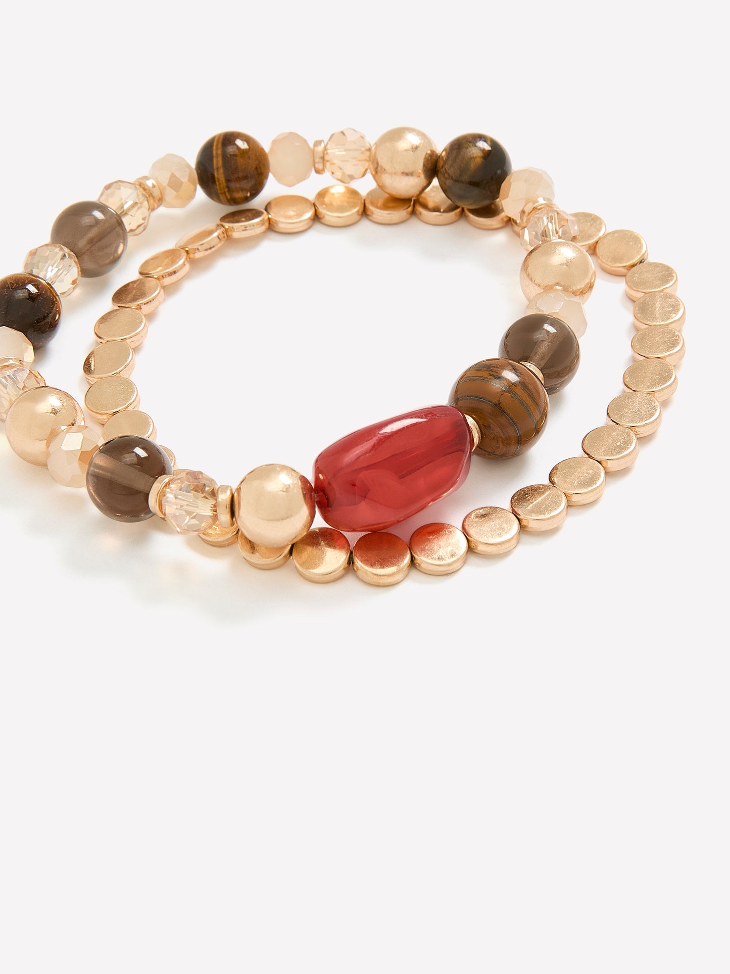 Multi-Bead Elastic Bracelets, Set of 2