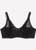 Black Underwire Balconnette Bra with Lace, Mesh and Satin - Déesse Collection
