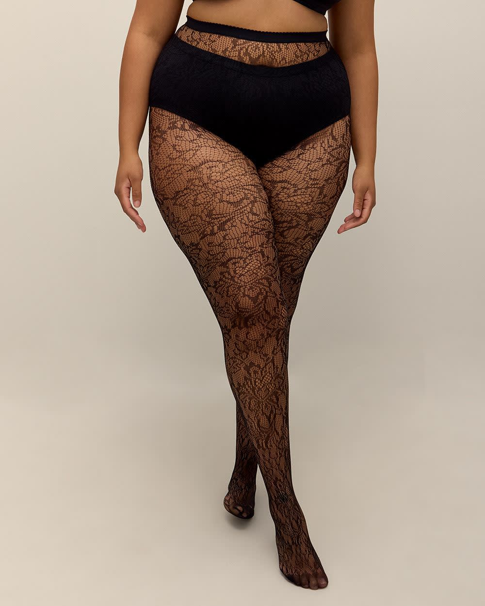 Black Floral Fishnet Fashion Tight