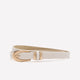 White Faux-Leather Belt with Oval Buckle