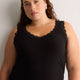Responsible, Straight V-Neck Ribbed Cami with Lace Trim