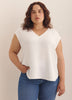 Mixed-Media V-Neck Blouse with Underpinning