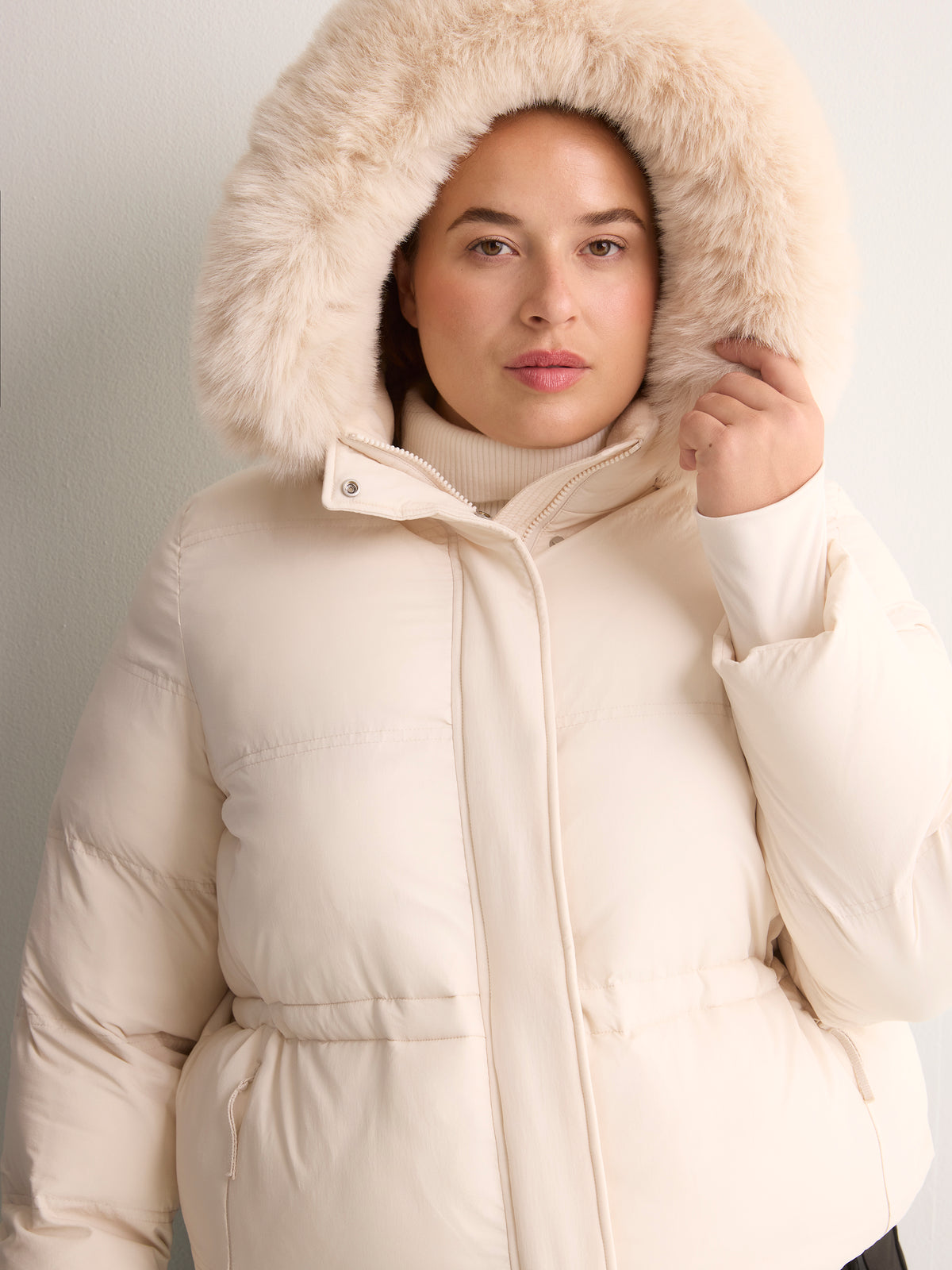 White Quilted Snow Jacket with Removable Hood - Active Zone