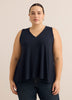 Sleeveless V-Neck Swing Top