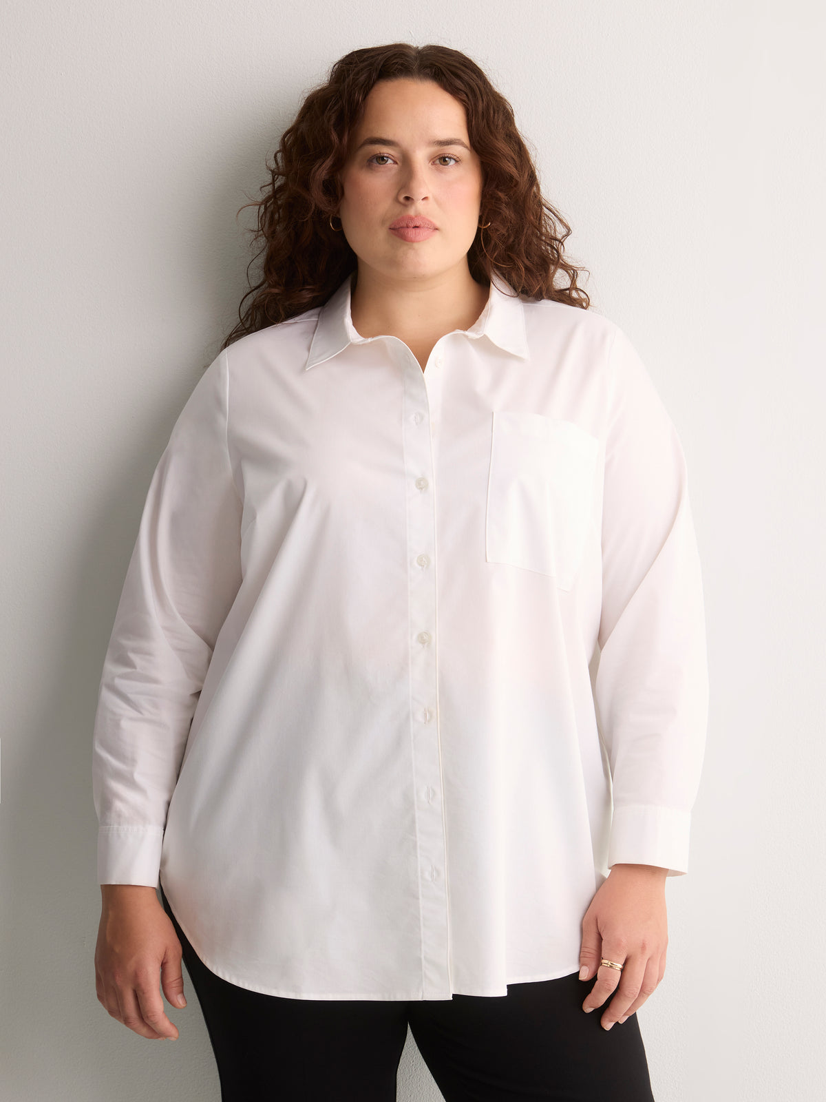 White Cotton Poplin Tunic Shirt