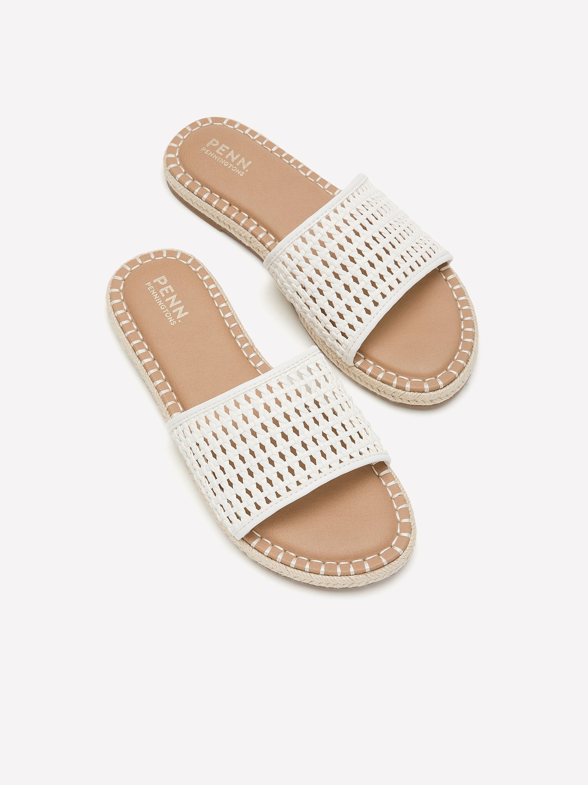 Wide Width, Delaware White One-Band Flat Sandal