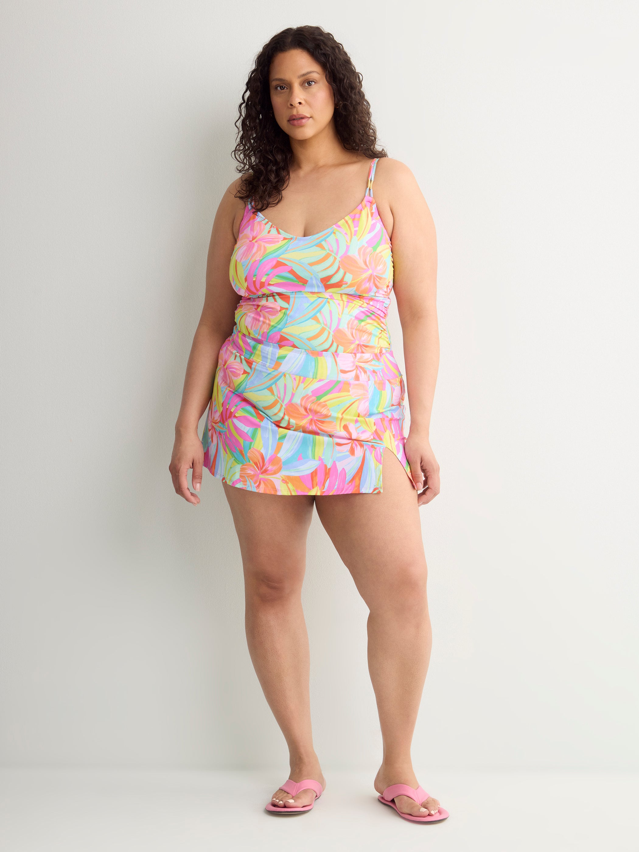 Jupe-maillot taille haute fleurie - Bleu by Rod Beattie
