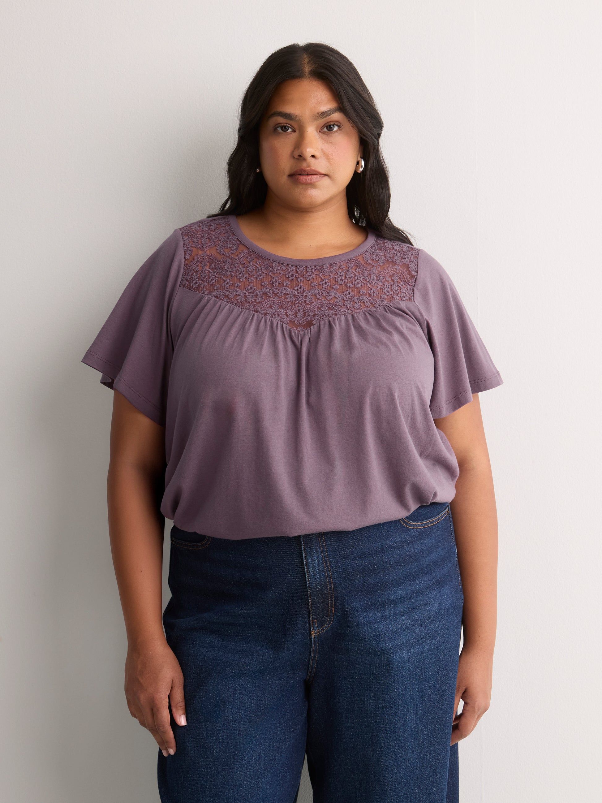 Slight Swing Top with Embroidered Yoke