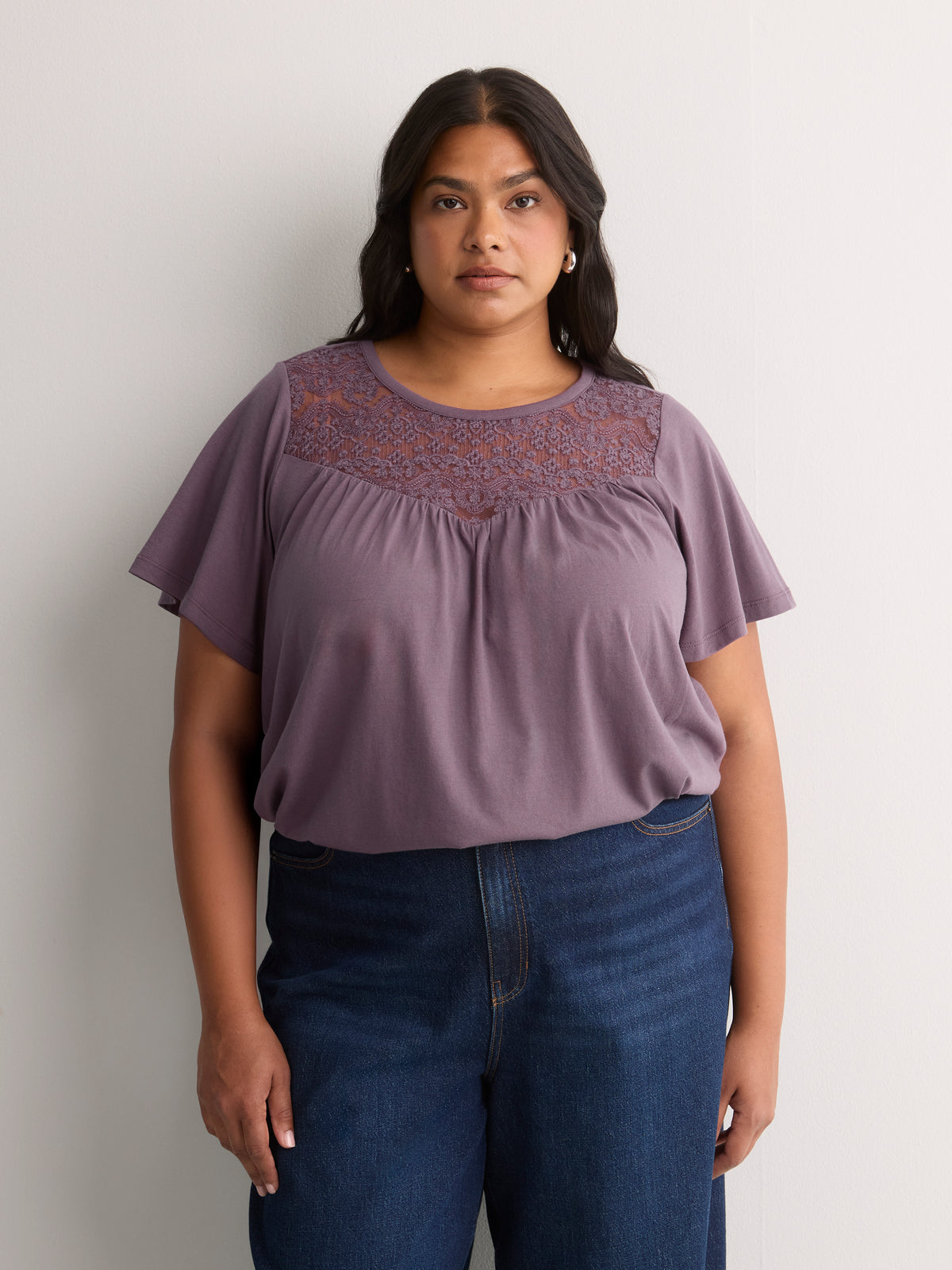 Slight Swing Top with Embroidered Yoke