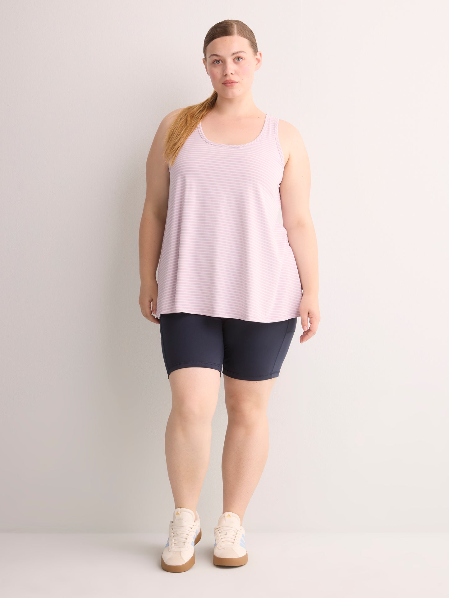 Textured Striped Swing Tank Top with Racerback Fooler - Active Zone