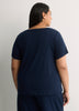 Textured Blue Short-Sleeve Henley Pyjama Top - tiVOGLIO