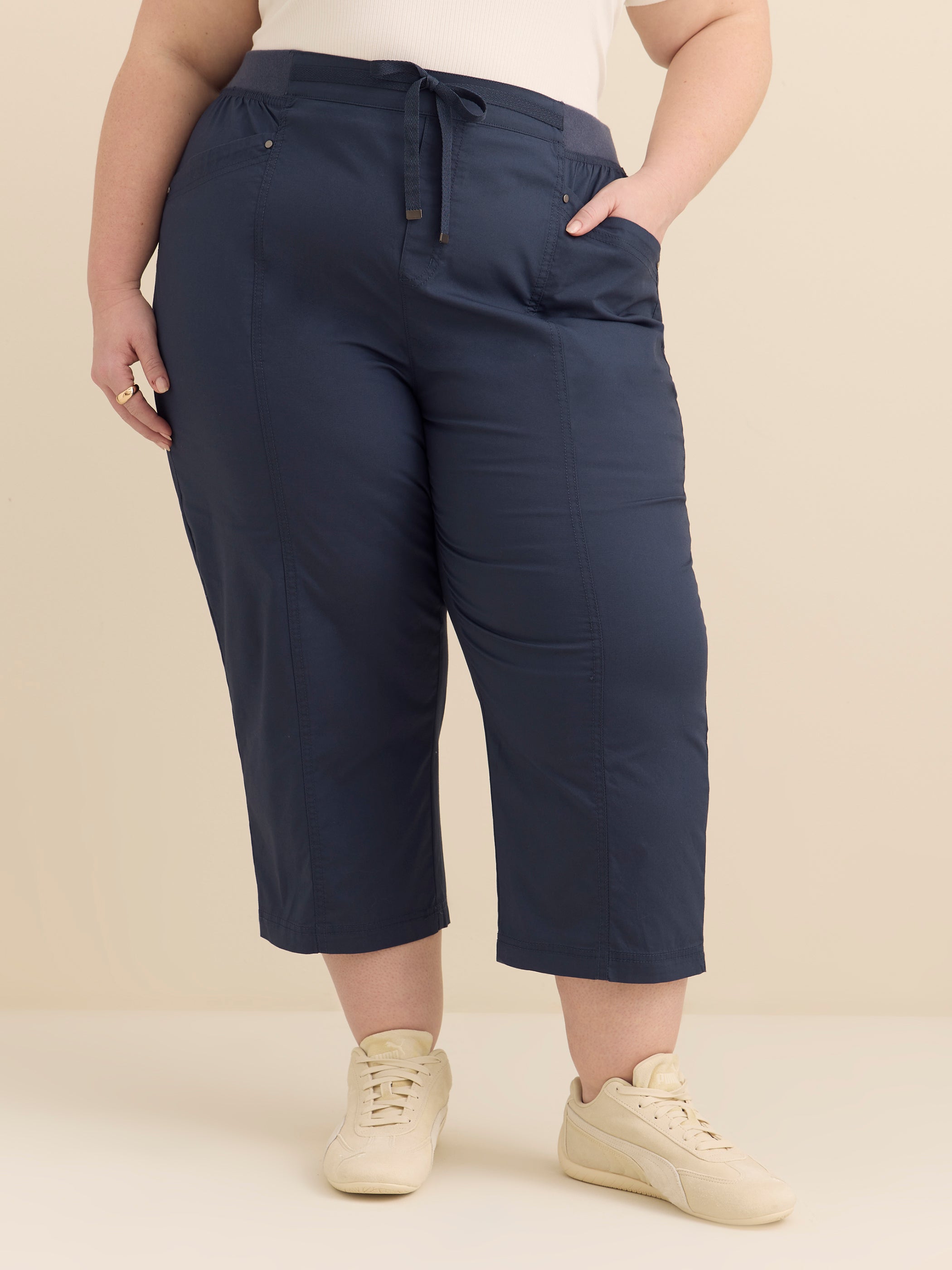 Solid Capri with Adjustable Waistband