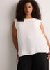 Responsible, Straight Extended-Sleeve Silky Blouse with Decorative Buttons