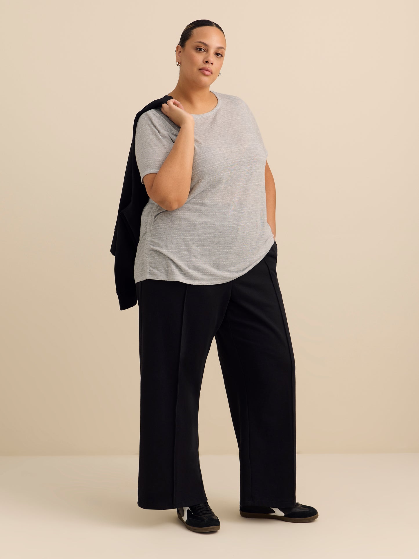 Crew-Neck T-Shirt with Side Shirring Detail - Active Zone