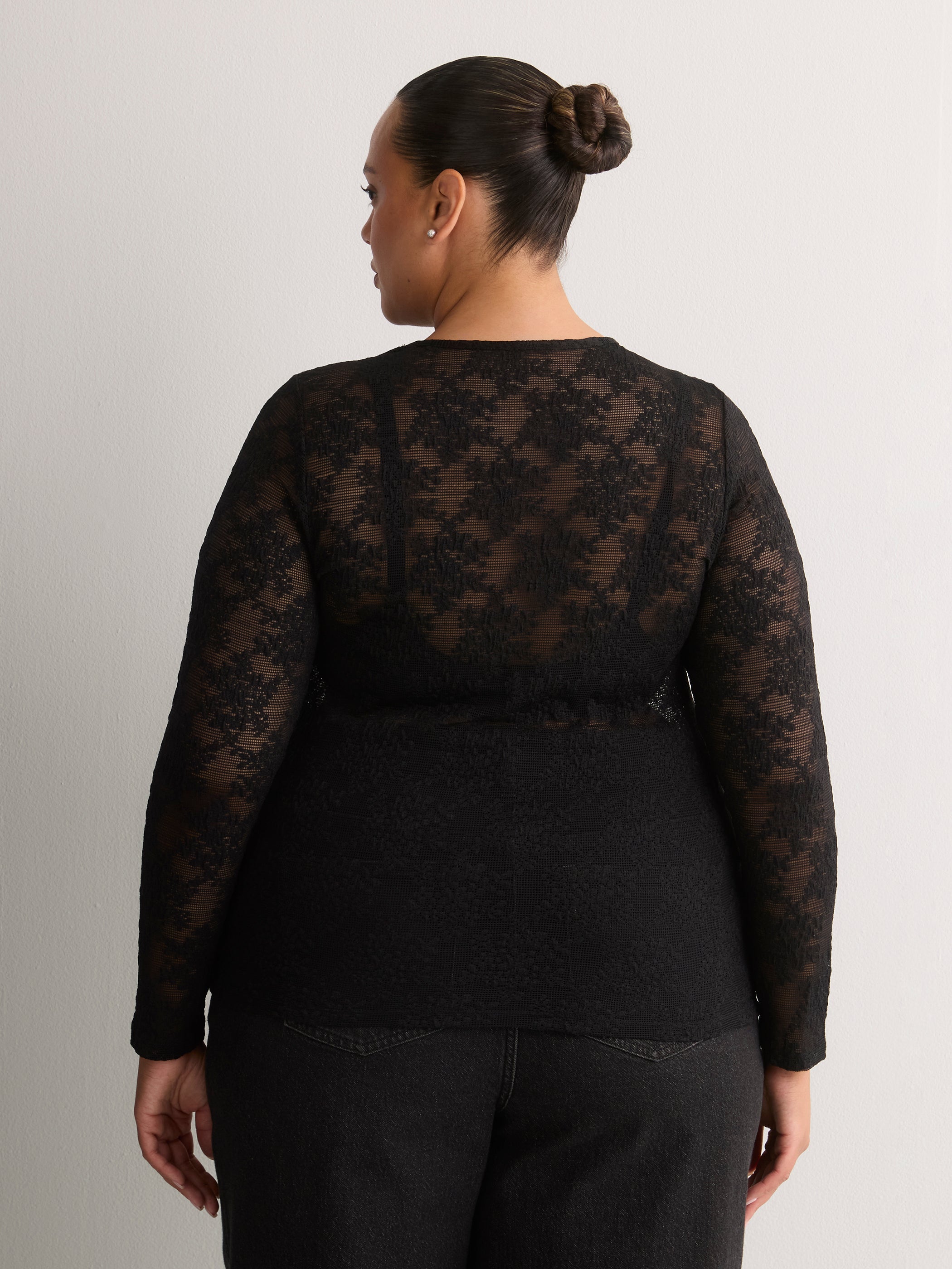 Black Lace Long-Sleeve T-Shirt