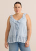 Blue Ruffled Lace Sleeveless Swing Blouse