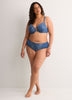 Cheeky Blue Microfibre Brief with Embroidered Mesh - Déesse