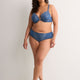 Cheeky Blue Microfibre Brief with Embroidered Mesh - Déesse