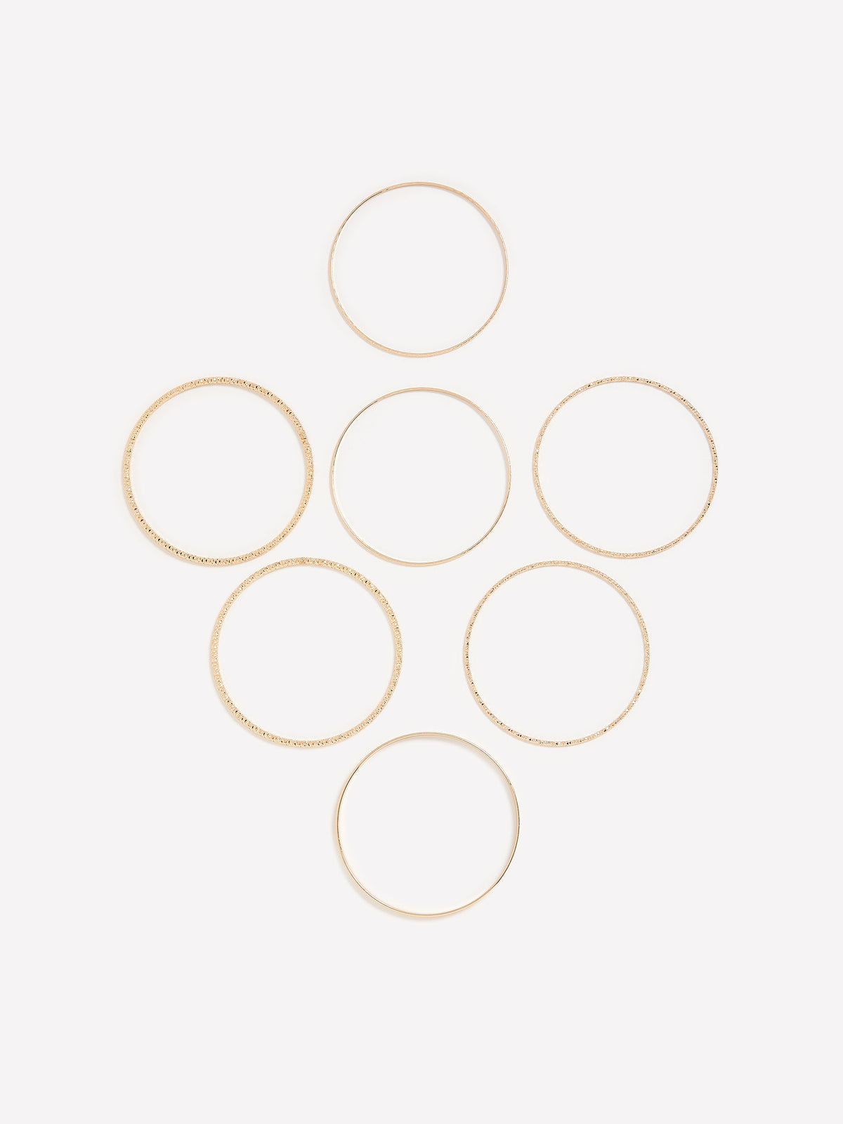 Slim Golden Textured Bangles, Set of 7