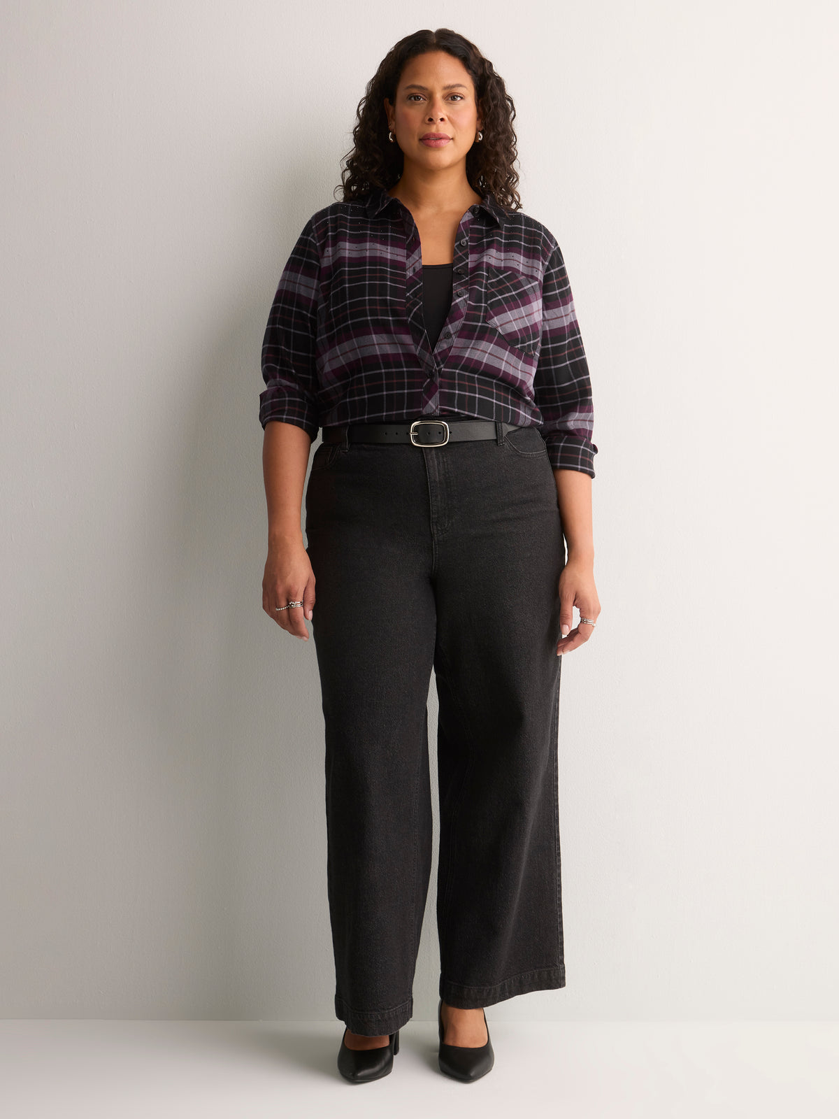 Plaid Flannel Buttoned-Down Tunic Shirt