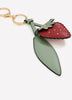 Faux-Leather Studded Strawberry Keychain
