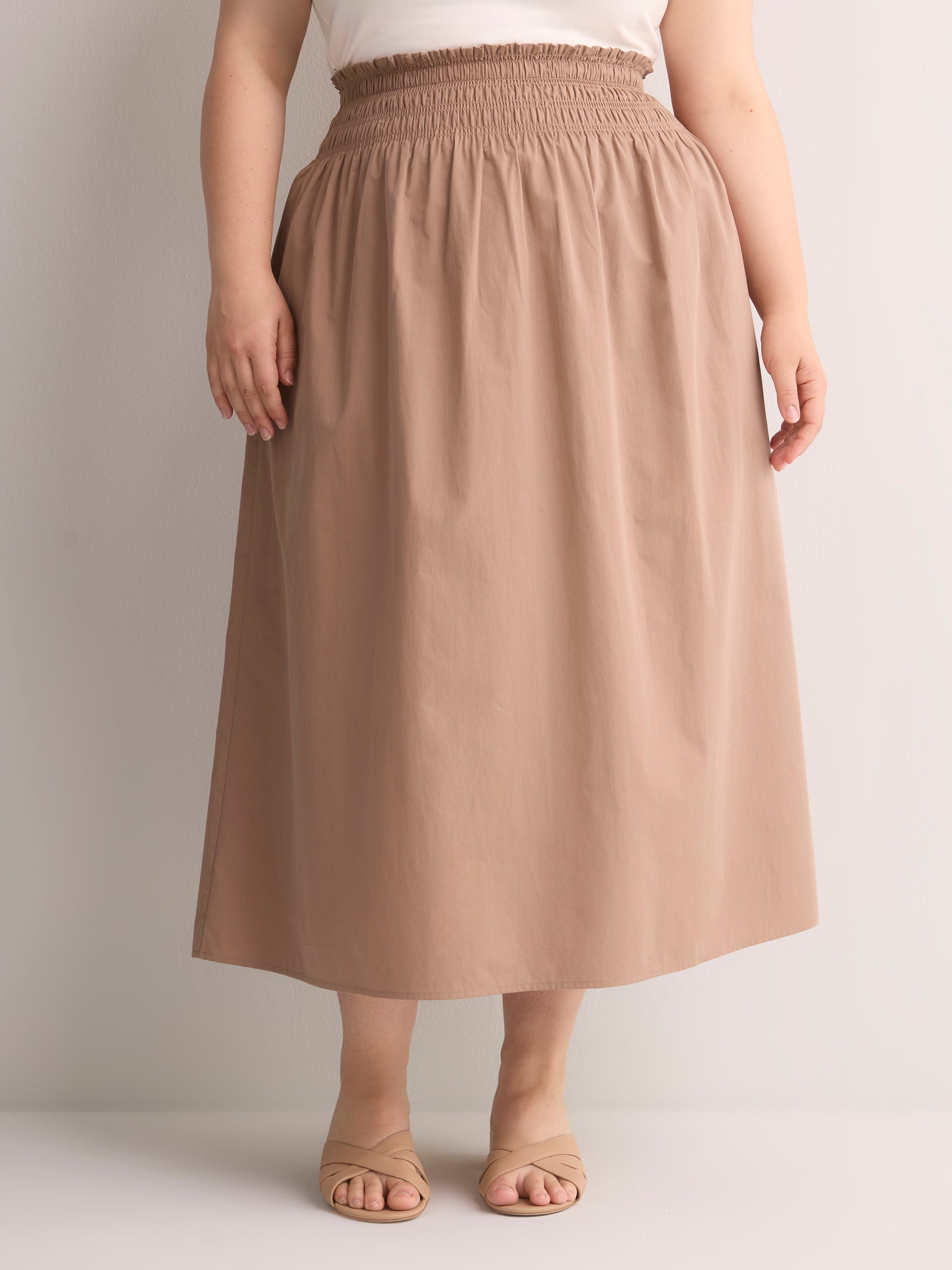 Cotton Poplin Pull-On Maxi Skirt