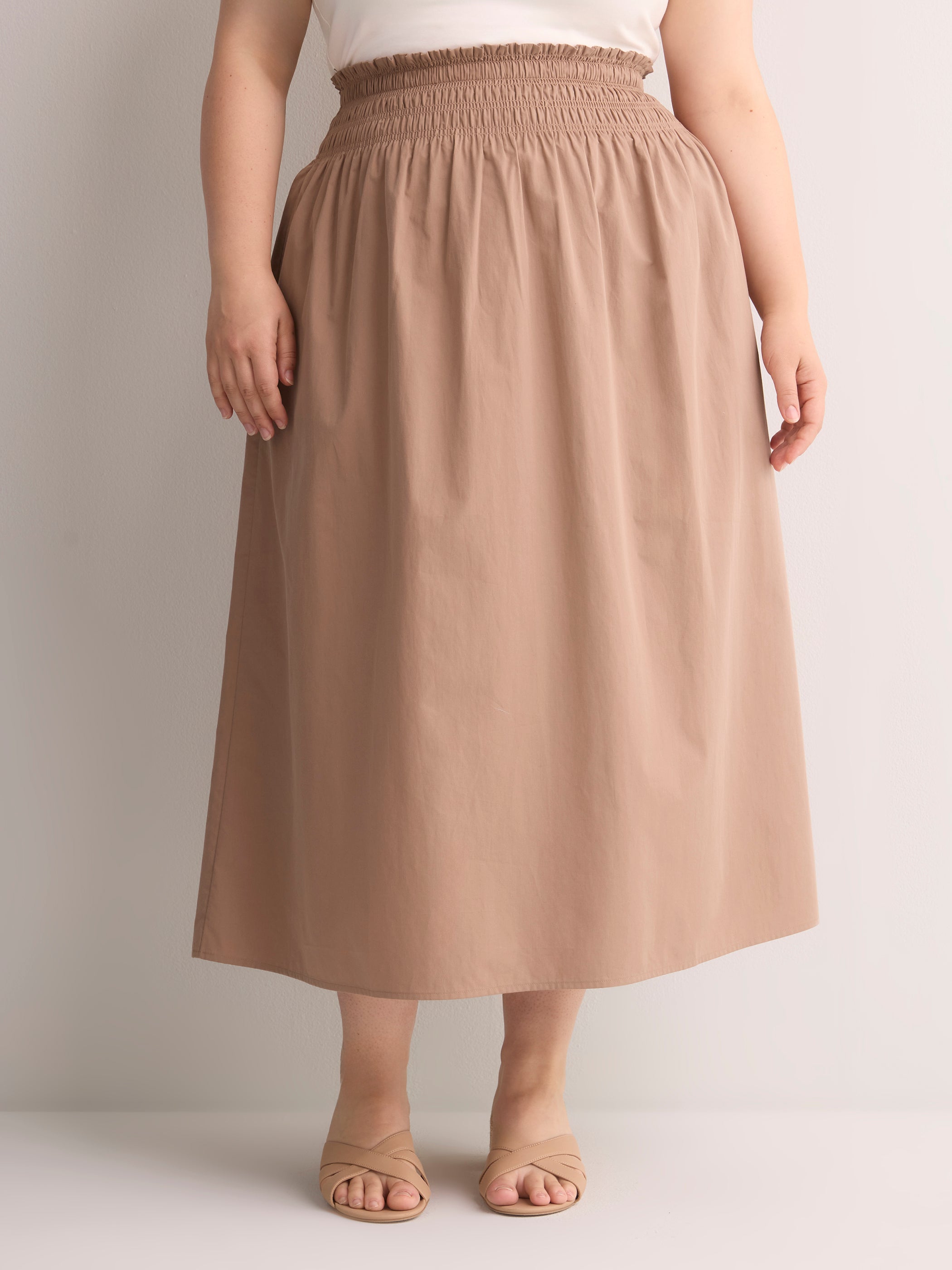 Cotton Poplin Pull-On Maxi Skirt