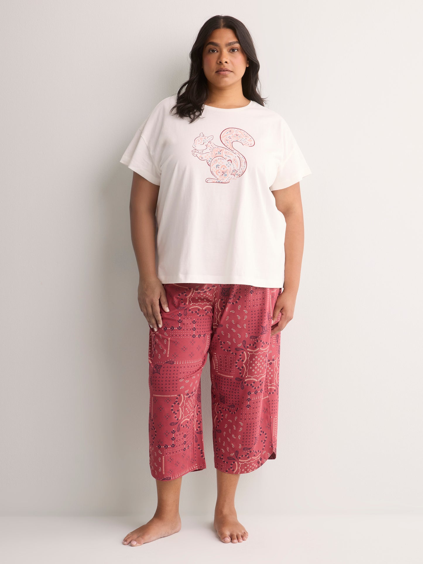Short-Sleeve Boxy Pyjama Top with Snow White Print - tiVOGLIO