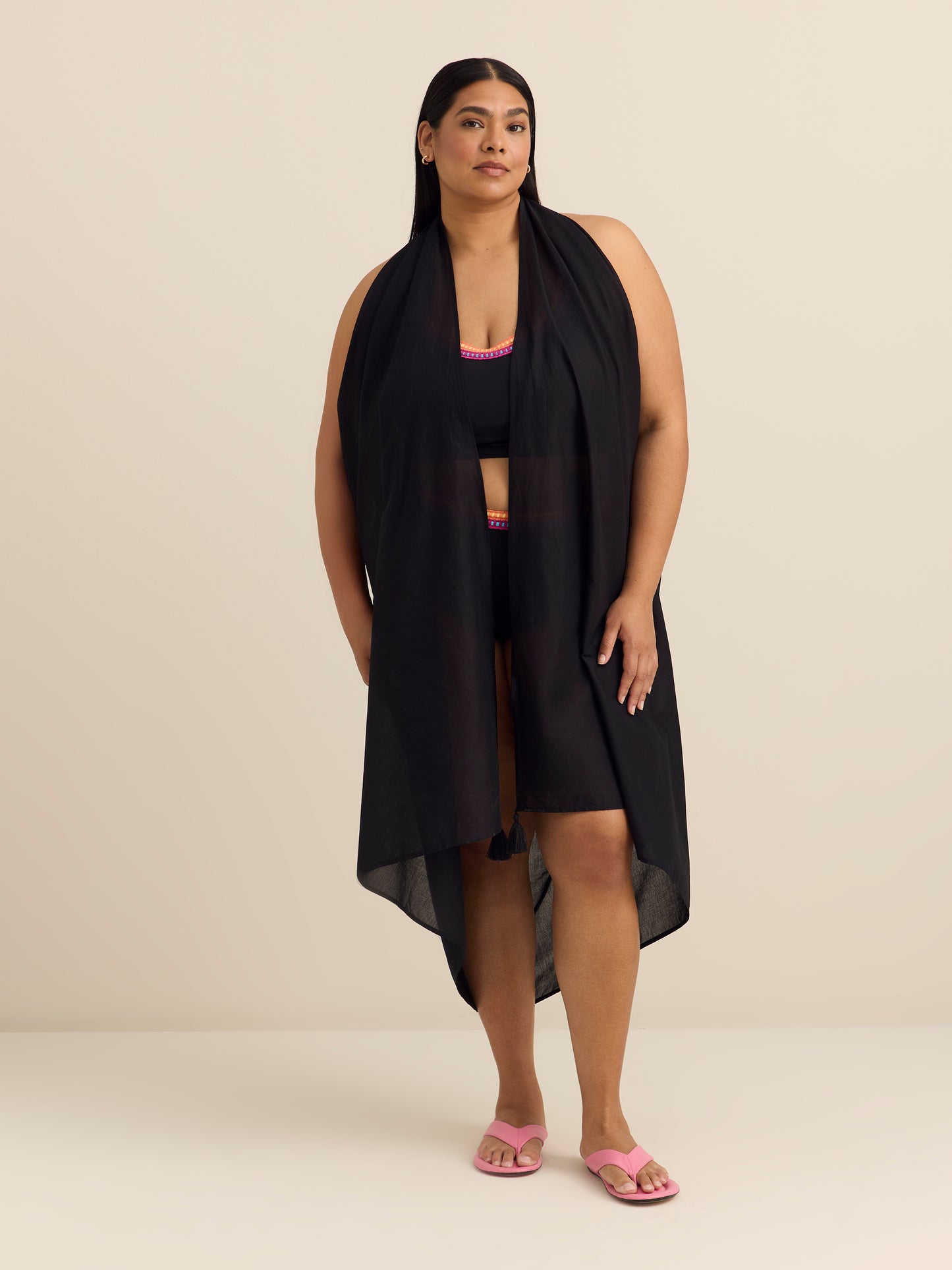 Black Pareo with Tassels