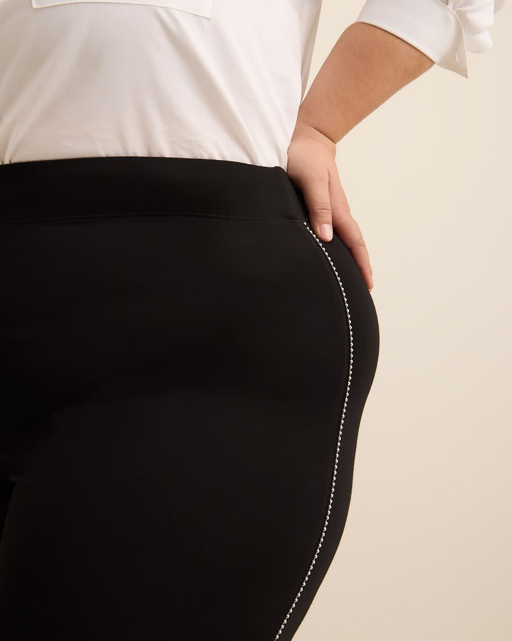 Legging tendance noir en pointe de Rome avec chaîne à billes, tissu responsable