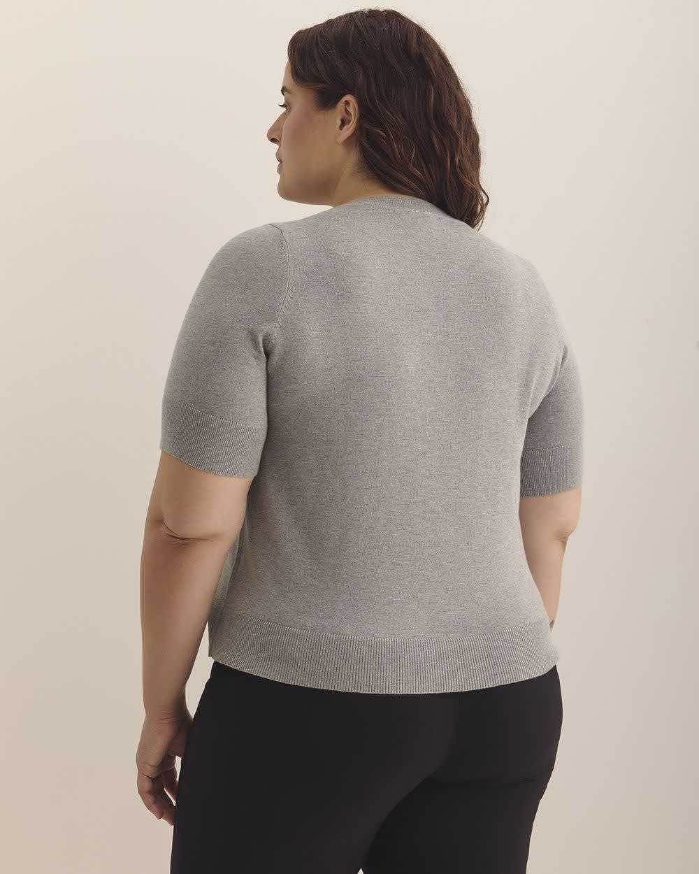 Pull à col rond et manches au coude, tissu responsable