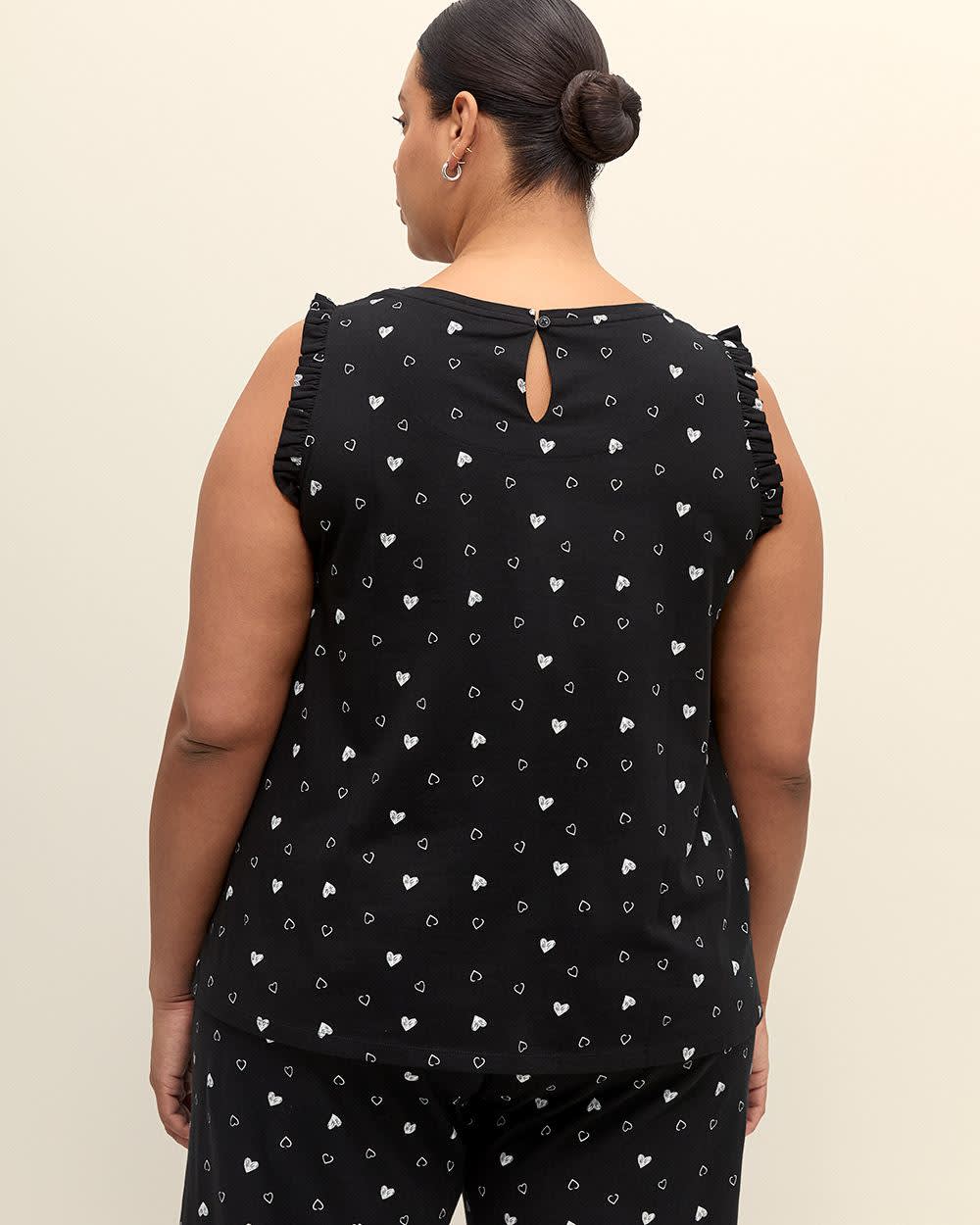 Cotton Sleeveless Pyjama Top with Ruffles - ti Voglio