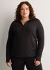 Black Long-Sleeve Half-Zip Textured Performance Pullover - Active Zone