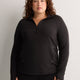 Black Long-Sleeve Half-Zip Textured Performance Pullover - Active Zone