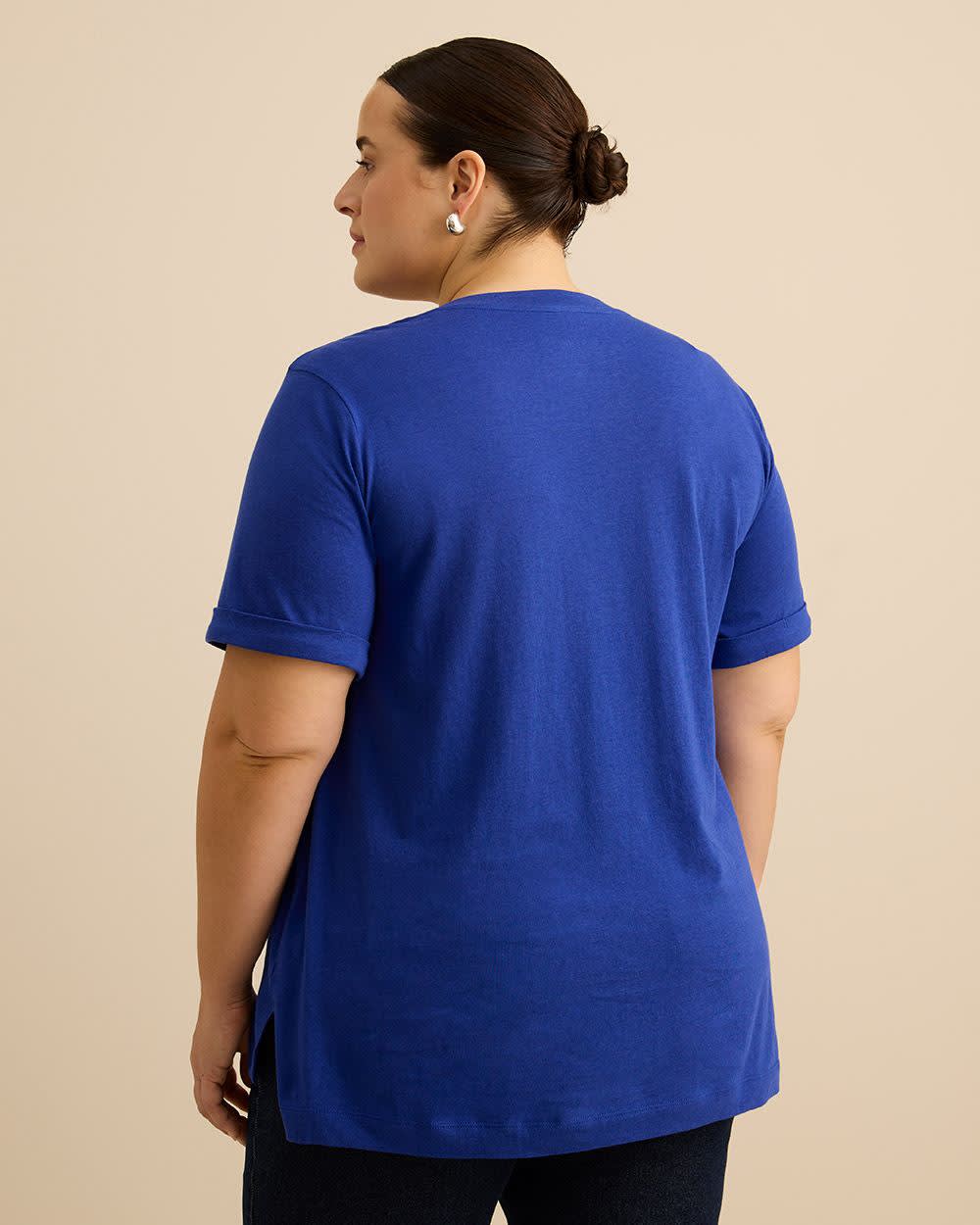 Responsible, V-Neck Boyfriend Tee with Slits