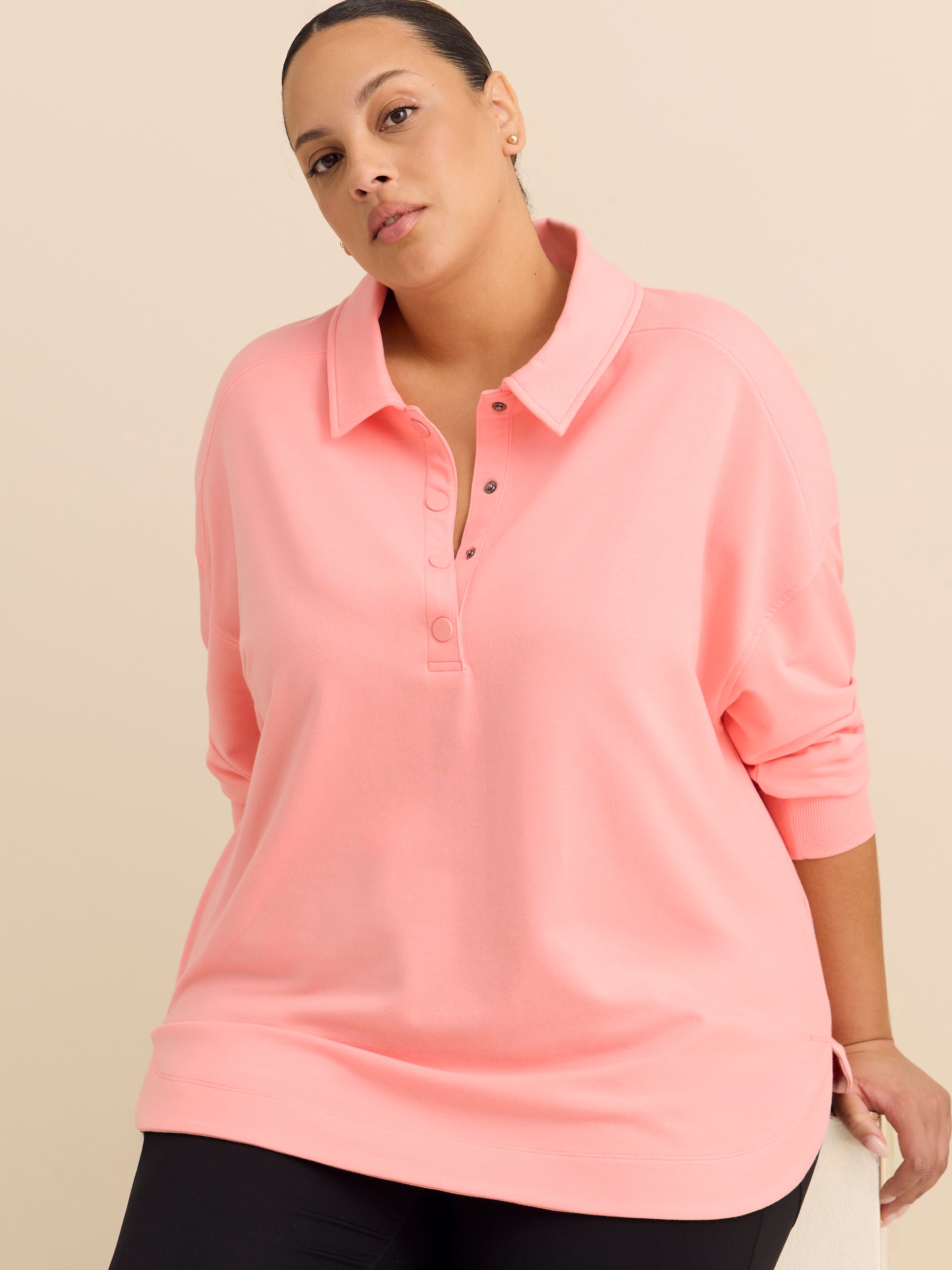 Polo Sweatshirt with Tulip Hem - ActiveZone