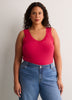 Responsible, Straight V-Neck Ribbed Cami with Lace Trim