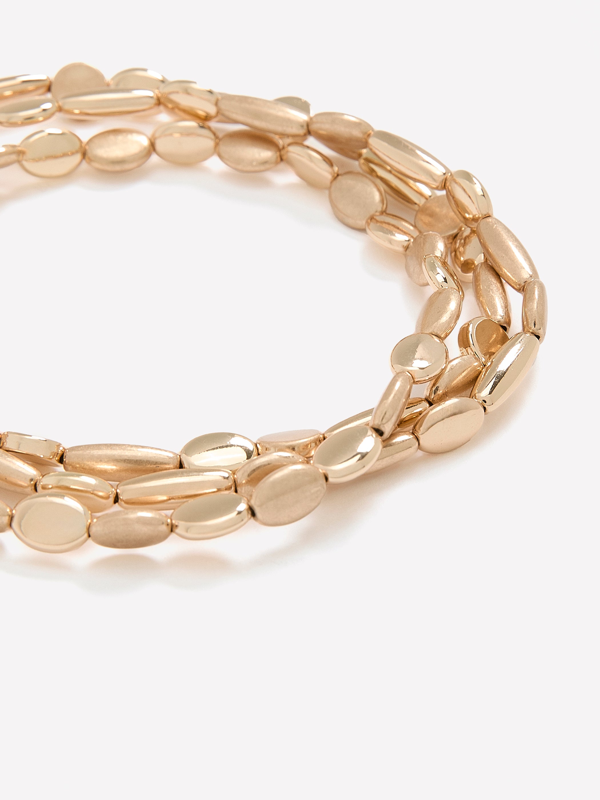 Brushed Golden Elastic Bracelets, Set of 3