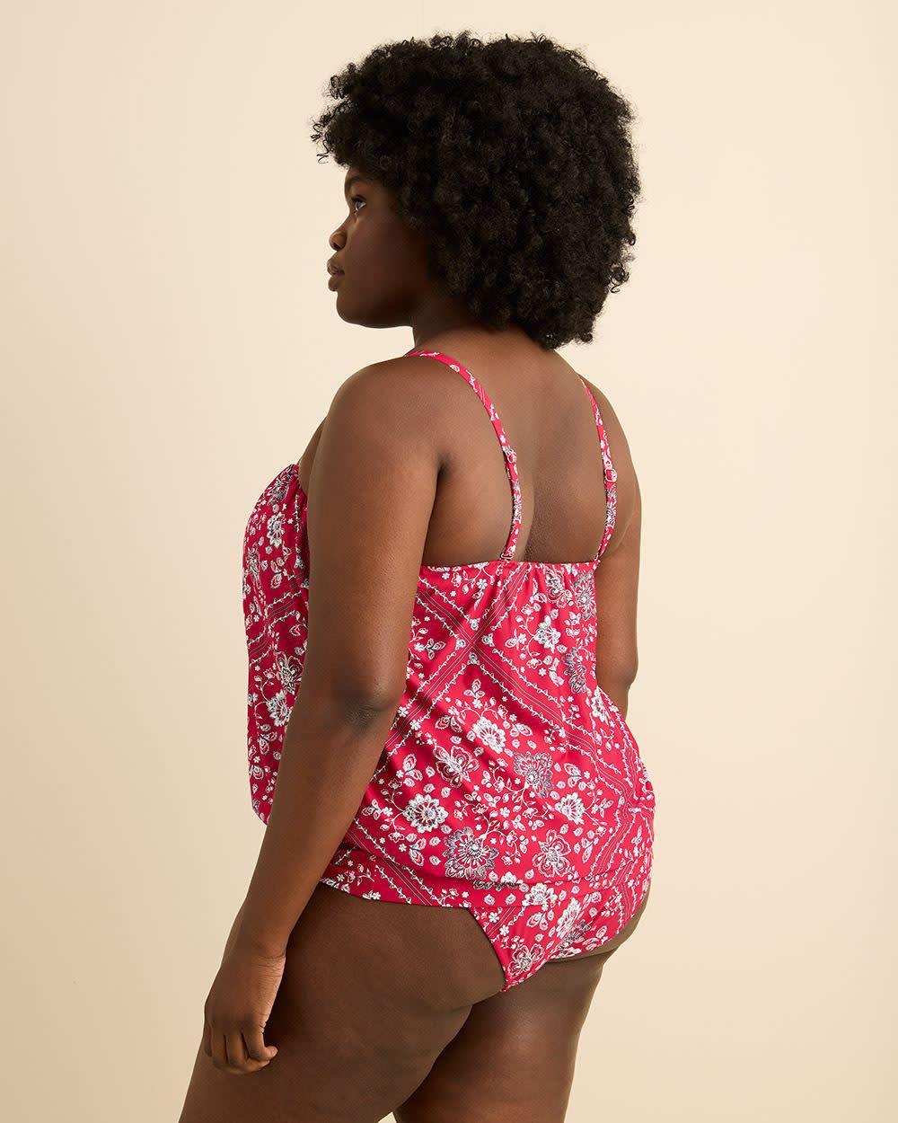 Haut tankini imprimé flatteur à bretelles convertibles