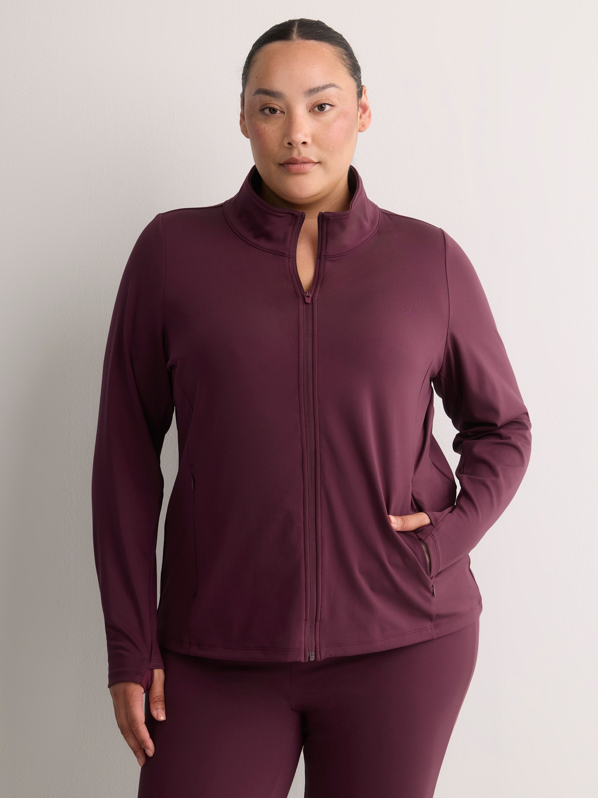 Responsible, Double Knit Mock-Neck Zipper Jacket - Active Zone