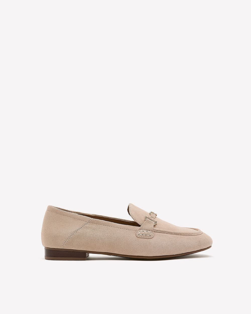 Extra Wide Width, Leather Loafer with Gold Ornament