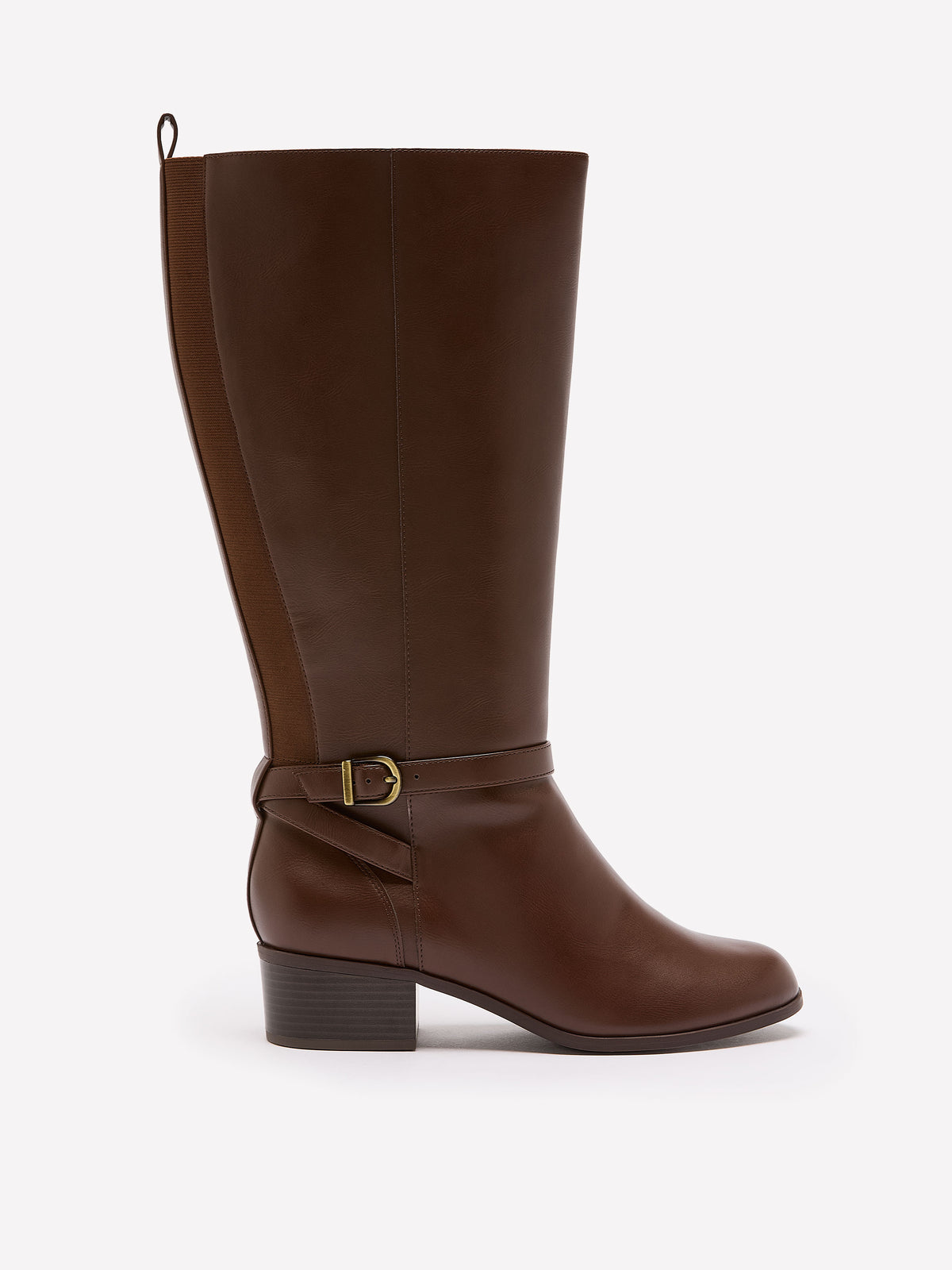 Botte haute en faux cuir Diona avec harnais à la cheville, pied large
