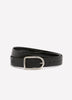 Reversible Faux Leather Denim Belt with D-Shaped Buckle