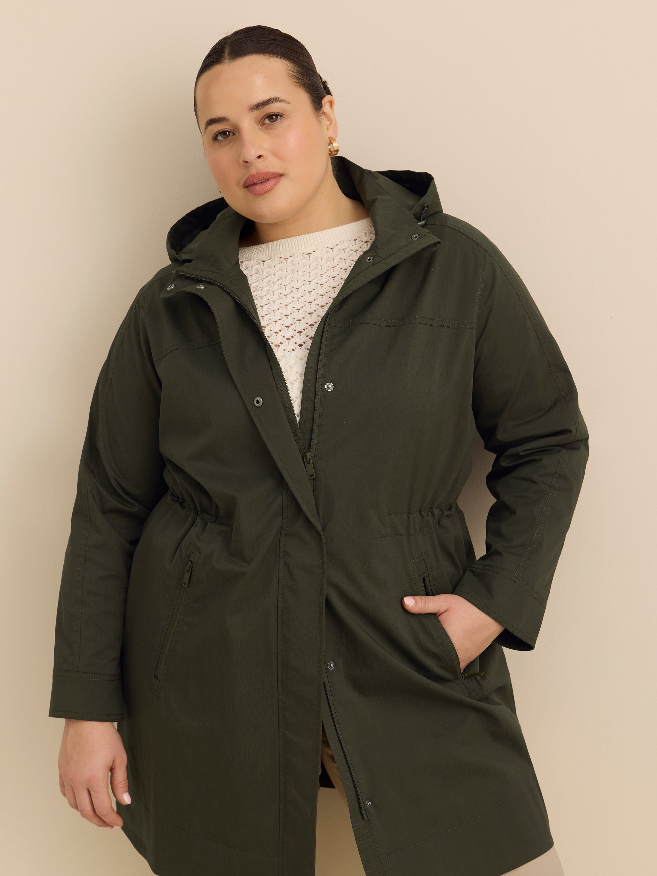 Manteau imperméable froissé long