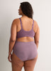 Wireless Heather Plum Front-Closure Cotton Bra - tiVOGLIO