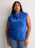 Straight-Fit Draped Cowl-Neck Satin Blouse