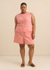 Pink Embroidered Cotton Pull-On Short